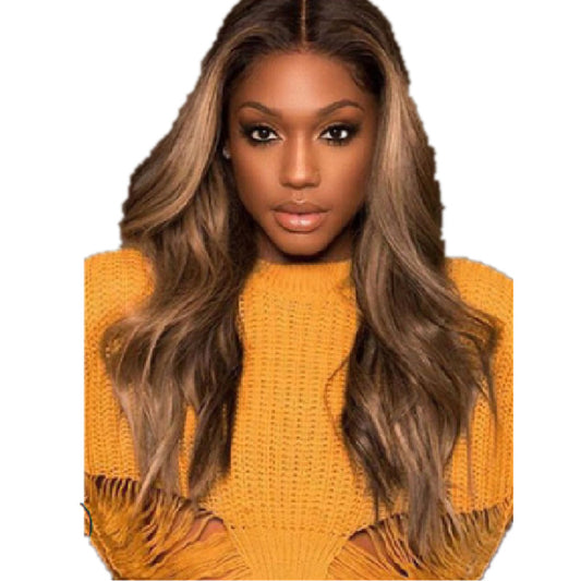 Mid-length Curly Hair Brown Gradient Wigs