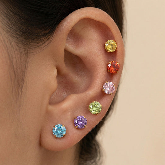 Titanium Alloy 18K Gold-Plated 5A Zircon Earrings